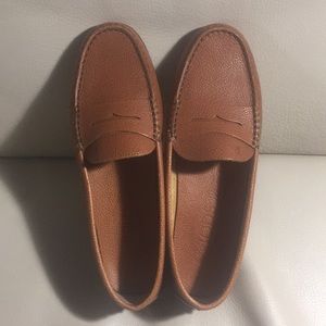 Very gently worn saddle tan loafers